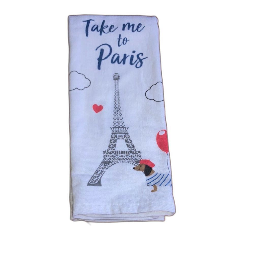 TAKE ME TO PARIS Kitchen Towel Dachshund Red Balloon in Paris 25 x 16 inches